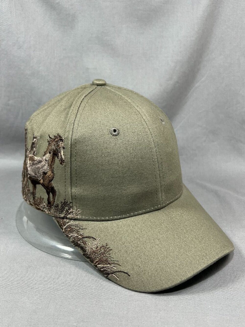 Dri Duck Wildlife Series Mustang Horses Hat Olive Green Adjustable Strapback Cap